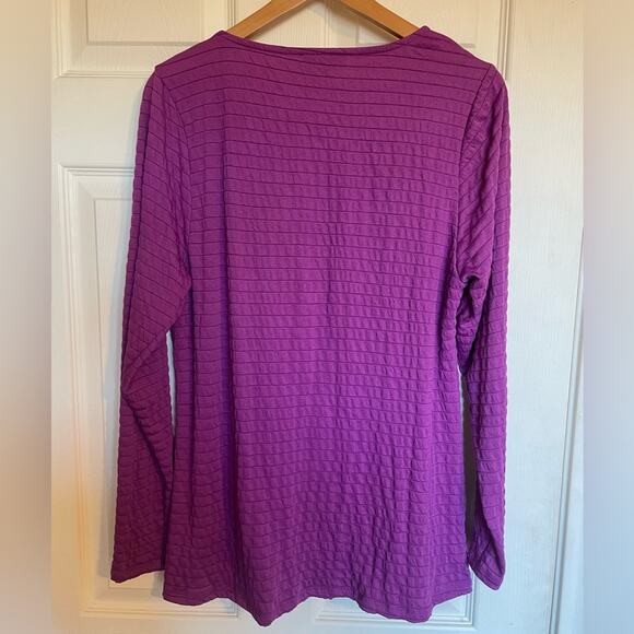 Lane Bryant Purple Ribbed Long Sleeve V Neck Textured Boho Blouse Size 14/16 - Picture 3 of 3